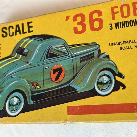 Vintage Plasticraft 1/32 '36 Ford 3 Coupe Model Kit EMPTY BOX  ****Gift Gi - Picture 8 of 10